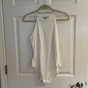 High neck white bodysuit